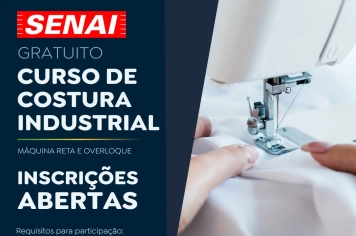 Curso gratuito de Costura Industrial abre inscrições em Pereiras