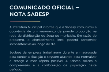 Comunicado: Abastecimento de água