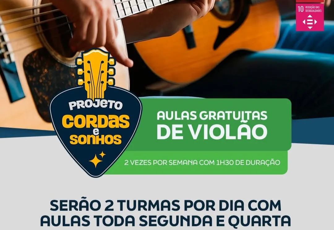 Inscrições abertas para curso gratuito de violão em Pereiras