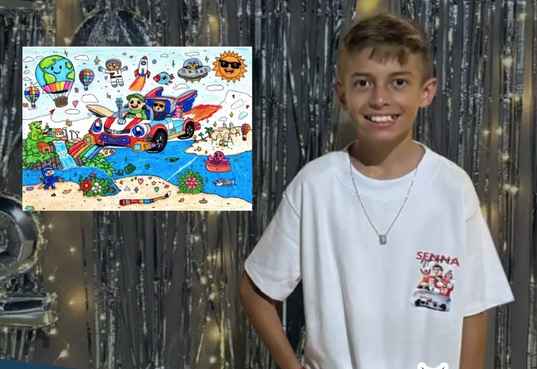 Estudante de Pereiras conquista 3º lugar em concurso nacional de desenho promovido pela Toyota