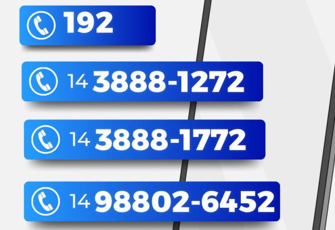 Lista de telefones do Pronto Atendimento